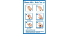 Motif Correctly disinfect hands EN 1500 sticker for stainless steel stand
